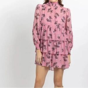Cinq A Sept Floral Pink Tiered Dress
